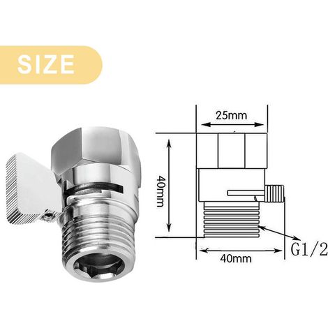 Vanne d'arrêt pour douche en laiton G1/2 Raccord de réglage du débit d'eau pour douchette et tête de douche fixe inverseur universel économique (1/5)