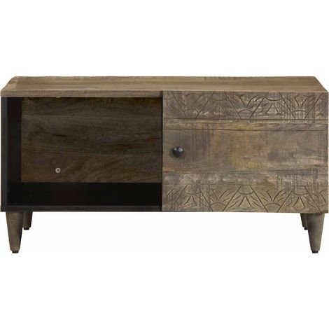 Table basse，Table d'appoint，Table de Salon gris clair 80x50x40 cm bois de manguier massif CFW15702 (1/5)