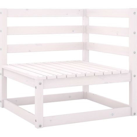 Canapé d'angle de jardin Blanc Bois de pin massif 2 (1/5)