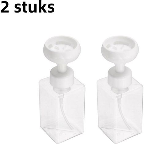 Flacon Distributeur - 450 ml - Forme Carrée Avec Poussoir - Mousse Florale - Transparent - Lot De 2 (1/5)
