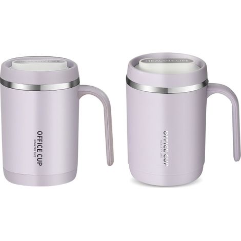 Gobelet en acier inoxydable 304, grande capacité, pour extérieur et bureau, tasse avec couvercle et anse, violet (1/5)