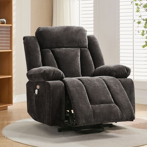 Sillón elevador masajeador eléctrico, 95 x 94 x 107 cm, marrón, USB DESVIAE (1/5)