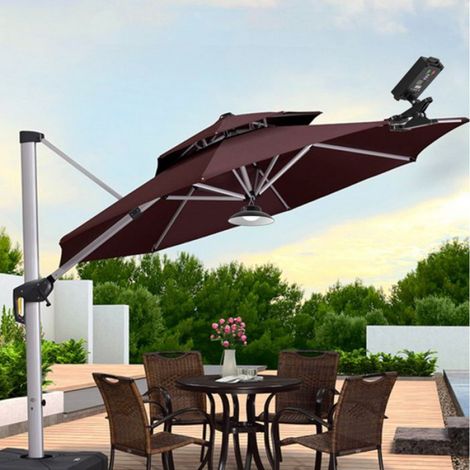 1 Lampe Solaire, Minuterie, Réglage Luminosité, IP65, Plastique Résine, Extérieur Intérieur Parasol (1/5)