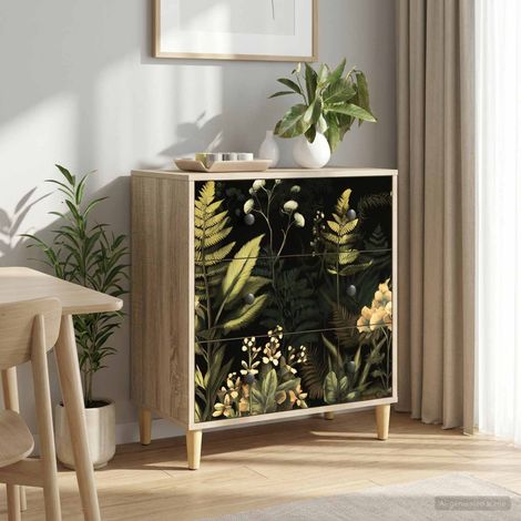vidaXL Cajonera RHENEN Estampado de selva tropical 66 x 36,5 x 75 cm (1/5)