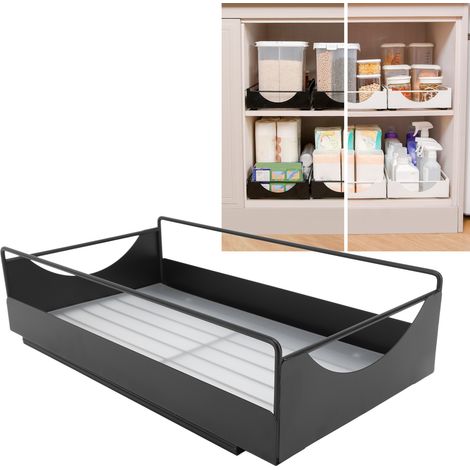 Étagère de rangement pour cuisine, étagère de placard, panier coulissant, glissières de tiroir, noir, taille moyenne (1/5)