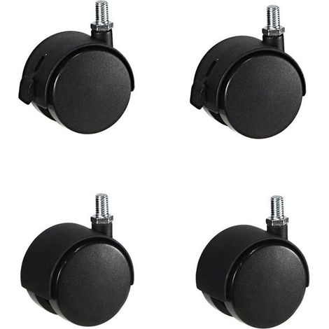 Lot de 4 roulettes pivotantes noires pour chaises et meubles,adapté pour table basse, chariot (1/5)