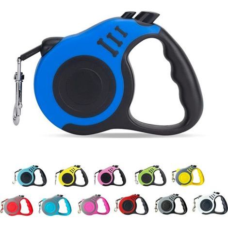 Automatischer, einziehbarer Hundekordel mit rutschfestem Griff für kleine und mittelgroße Hunde, blaue Farbe. (1/5)
