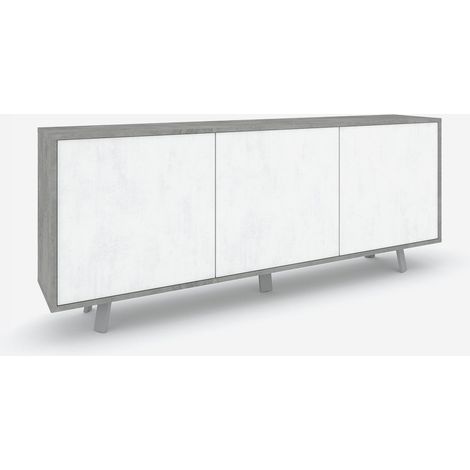 Madia buffet 3 ante design moderna Velbruk - Bianco - Grigio
