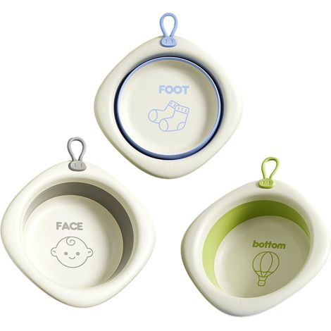 Ensemble lavabo pliable 3 pièces, lavabo pliable pour bébé et enfant, bassine portable en plastique