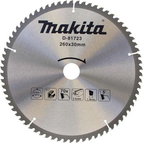 MAKITA TCT-Sägeblatt Aluminium 260 x 30 mm, 70 Zähne D-81723