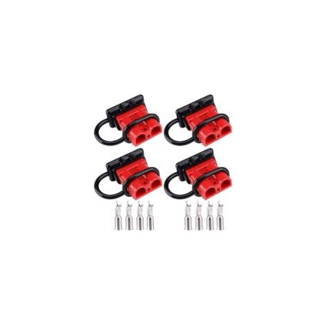 Conector de batería de 50 A, par de conectores de batería de 50 A, conector de batería de conexión rápida, 50 amperios 600 V, rojo - Crezuo