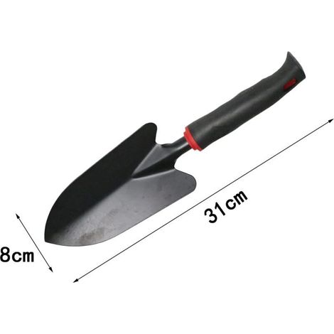 Flower shovel, easy to hold small iron garden shovel with non-slip handle, garden tool for planting, transplanting, weeding, moving and smoothing the soil (1/3)