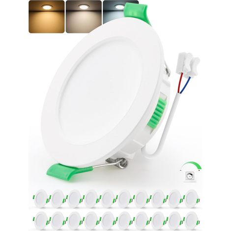 Spot LED Encastrable Salle de Bain IP44, Trou 55mm - 68mm, 230V, 4W, Blanc Chaud/Neutre/Froid, Spots de Plafond Extra Plat pour Cuisine Chambre Salon, Lot de 6