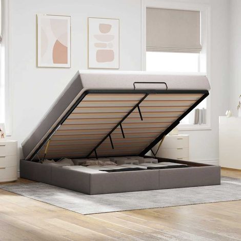 Ottoman-Bett mit Matratze Taupe 180x200 cm Stoff (1/5)