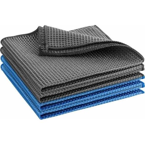 Premium Carbon-Mikrofaser-Glastücher für die professionelle Fenster-/Spiegelreinigung – Poliertuch mit unglaublich blauer und grauer Faserkombination 4040 cm, Versaill (1/4)