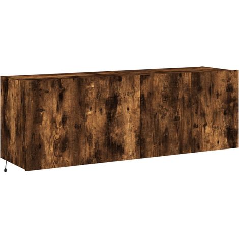 Mobile TV a parete scaffale multimediale credenza TV sala da pranzo soggiorno camera da letto e luci a LED 2 pezzi rovere affumicato 60 x 35 x 41 cm marrone 020029144