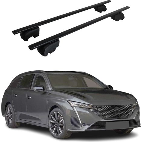 OMAC Barres de toit pour Peugeot 308 III Break 2021-2026 – City Crash tested – ISO PAS 11154:2006 – Antivol inclus – Charge max 75 kg – 2 barres Noir (1/4)