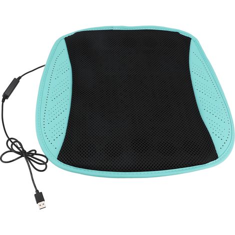 Ortviai Coussin de Siège Ventilé 8 Ventilateurs USB 3 Vitesses, Housse Amovible Anti-dérapante, Noir-Cyan (1/5)