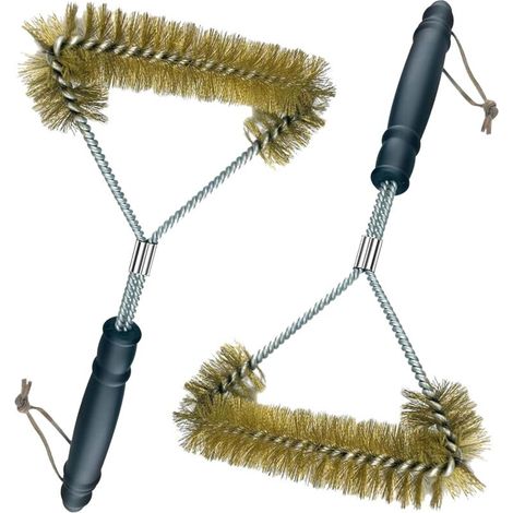 Brosse à gril avec poils en laiton anti brûlure 2 pièces 30,5 cm (1/5)