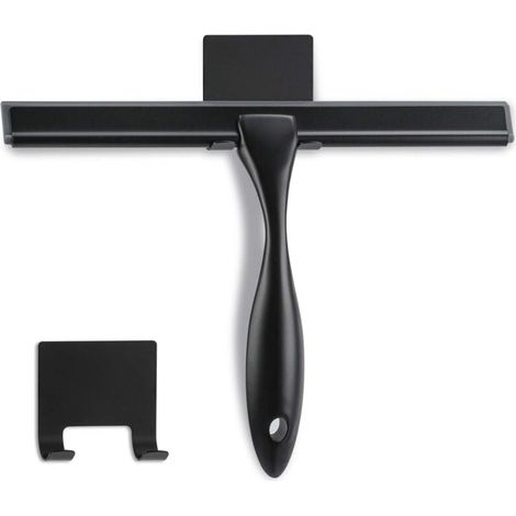 Raclette de douche - 25,4 cm - Noir mat - Raclette multifonction en acier inoxydable pour salle de bain, portes de douche, miroirs, carreaux et fenêtres de voiture - 100 % sans rayures,TRIMEC (1/5)
