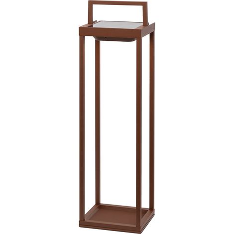 Zafferano - Lanterna Home solar 2 a led 56,4cm - Lampada da parete e da tavolo 2W con batteria e sensore crepuscolare - Corten (1/5)
