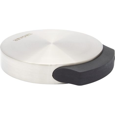 WAGNER Fermaporta AVVITARE o INCOLLARE - Diametro Ø 50 x 106 x 17 mm I Fermaporta a pavimento I Corpo in zinco pressofuso con effetto inox, protezione paracolpi in gomma termostatica - 15512111 (1/4)