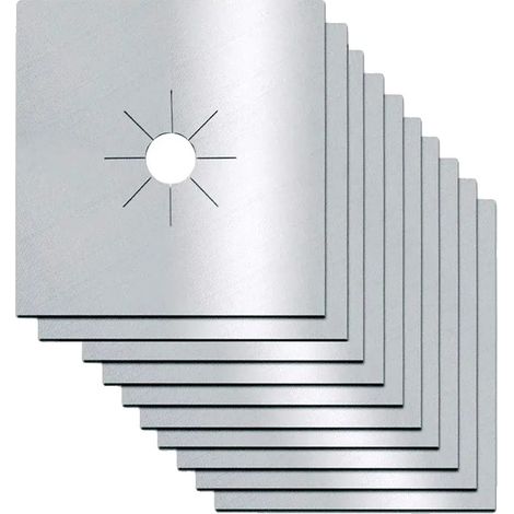 Protector para estufa de gas, revestimiento antiadherente, fácil de limpiar, color plata, 10 unidades. (1/2)