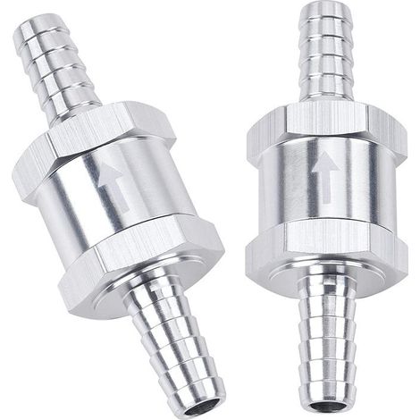 Lot de 2 clapets anti-retour unidirectionnels pour conduite de carburant, 3/8 ", 10mm, anti-retour, Diesel, aluminium, argent (1/5)