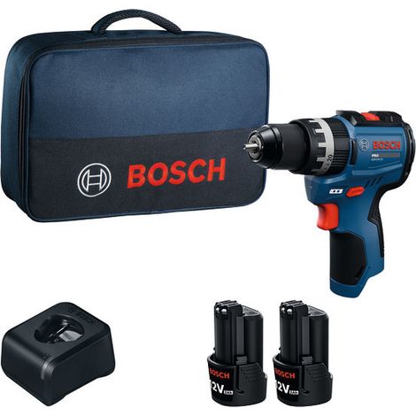 Trapano avvitatore a percussione a batteria Bosch GSB12V-31, 2 batterie da 2,0 Ah e caricabatterie in borsa porta attrezzi (1/5)