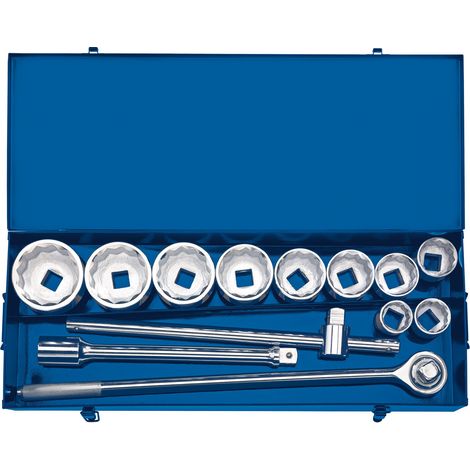 Draper 1-Inch Square Drive Metric and Standard Bi-Hexagon Socket Set, 13-Piece in Metal Case (1/5)