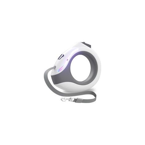 (Blanc) Laisse Rétractable pour Chien, Laisse Extensible 3m avec Lampe De Poche LED, Frein Et Verrouillage à Un Bouton, Laisse Extensible pour Chiens Jusqu'à 20 Kg (1/5)