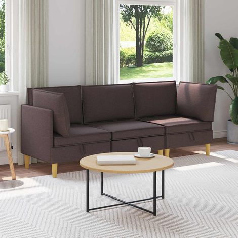 vidaXL Modular Sofa Set mit Stauraum 3 pcs Dunkelbraun Stoff (1/5)