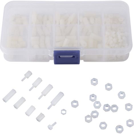 200-teiliges Sortiment an M2,5-Nylon-Innensechskantschrauben und -muttern (Außen- und Innengewinde) in einer Kunststoffbox (1/5)
