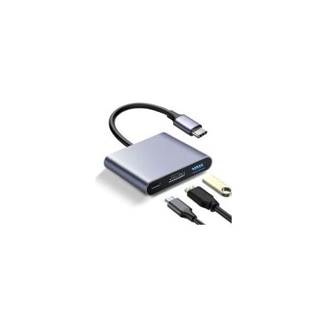 – Adaptateur multiport USB C vers HDMI – 4K 30Hz – USB 3.0 5 Gbit/s – Charge rapide 60W – Compatible iPad Pro, MacBook, Samsung, Chromebook-Crezuo (1/5)