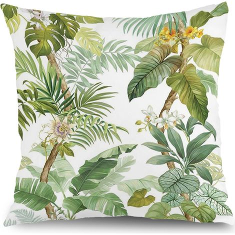 Housse de coussin extérieur floral, décoration chaise banc terrasse,45×45cm (1/5)