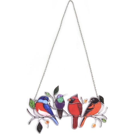 Ornement suspendu oiseau, résistant à l'usure, durable, coloré, avec cordon pour fenêtre en verre, pour la maison (1/5)
