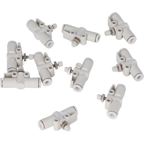10 raccords pneumatiques droits en PVC à connexion rapide avec régulateur de débit d'air, lot de 10 (1/5)