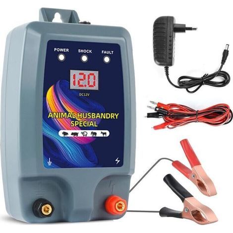 Kit de clôture électrique, Clôture électrique pour bétail, animaux, électrificateur de clôture, haute puissance, 3 modes d'alimentation pour élevage de volailles (1/4)