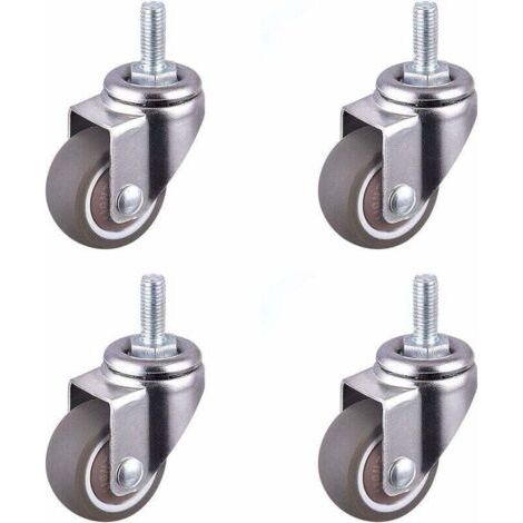 TPE-Lenkrolle mit Geräuschdämpfung, Flachrad, Universalrad, 4 Stück, 1 Zoll, Universalschraube M6 15
