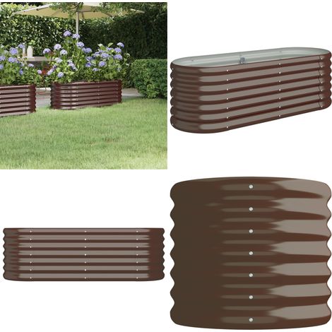 Lit surélevé de jardin Acier enduit de poudre marron - Jardinière Surélevée - Bac À Fleurs - Pot De Fleurs Extérieur - Décoration Jardin - Balcon - Home & Living (1/5)