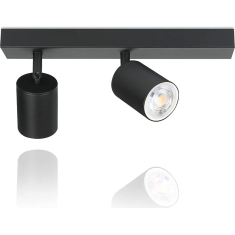 ZMH LED Plafonnier Spots : GU10 Plafonnier Spots orientables 350° Plafonnier Moderne Lampe de couloir Industriel Applique murale pour salon chambre à coucher Sans ampoule - Noir - 2 Flammes
