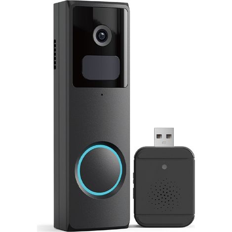 Wireless Video Doorbell with Chime – 1080P FHD Smart Video Doorbell with AI Analytics, Two-Way Audio, PIR Motion Detection for Outdoor Use, Anti-Theft, Instant Alerts (1/4)