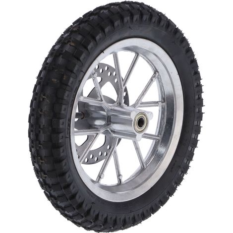 Pneu avant caoutchouc 12.5x2.75in, jante avec disque de frein et pignon boulonné, pour moto tout-terrain 47cc 49cc 2 temps argent (1/5)
