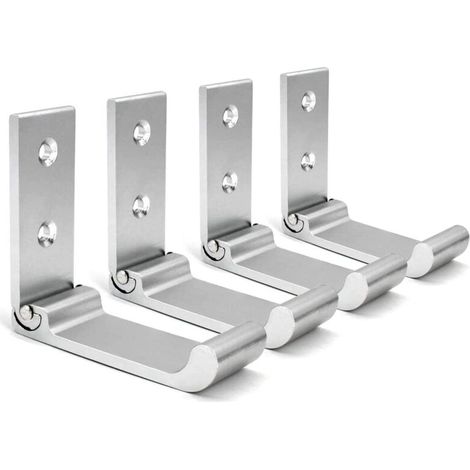 (Silberne) Klappbare Wandhaken, 4er-Set Wandhelmhalterung, unsichtbare Kleiderhaken, Aluminium-Wandhaken, inklusive Schrauben, Garderobenständer