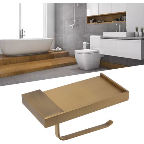 Porte-téléphone portable haut de gamme en cuivre pur de style antique, porte-papier toilette entièrement en cuivre, porte-papier toilette pour salle de bain (1/5)