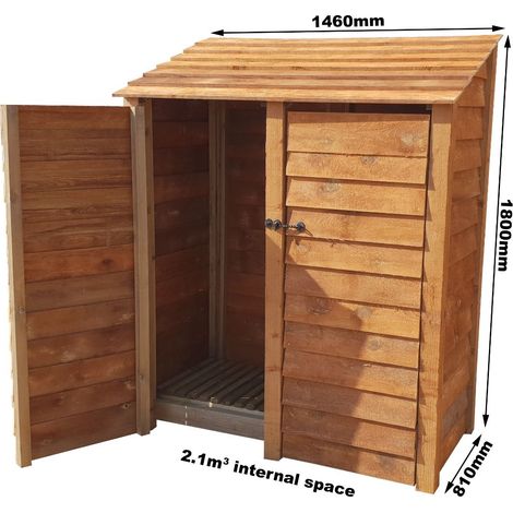 Wooden Log Store, W146xH180cm (Brown finish) With doors