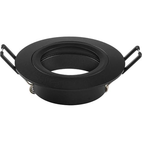 Spot Encastrable Aluminium, Noir Support Spot Encastrable Cadre De Montage Avec Douille GU10, Rond Spot de Plafond 68mm extra plat Pour LED Lampes, Trou de montage ø60-70mm 230V (1/4)