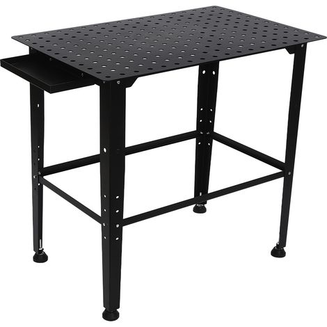 Banc de soudage en métal - Capacité de charge de 600 kg - Établi en acier au carbone épais - Avec planche de rangement à double couche - Convient pour les travaux de soudage, de coupe et de ponçage