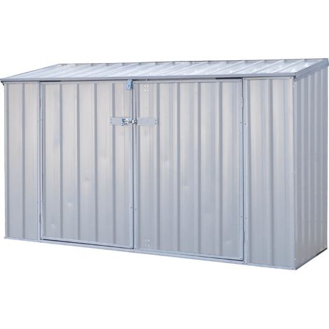 Caseta de jardín metálica FRASER 2 BIKE 1,7 m² – Cobertizo gris de acero galvanizado para 2 bicicletas con montaje rápido por clips SnapTite, puertas dobles, resistente al viento y garantía 20 años (1/5)