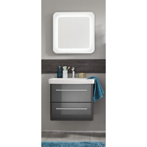 Lanzet K8 Badmöbel Set 3-teilig, 60cm, Grau, LED-Spiegelelement, Keramikbecken-06377145 (1/5)
